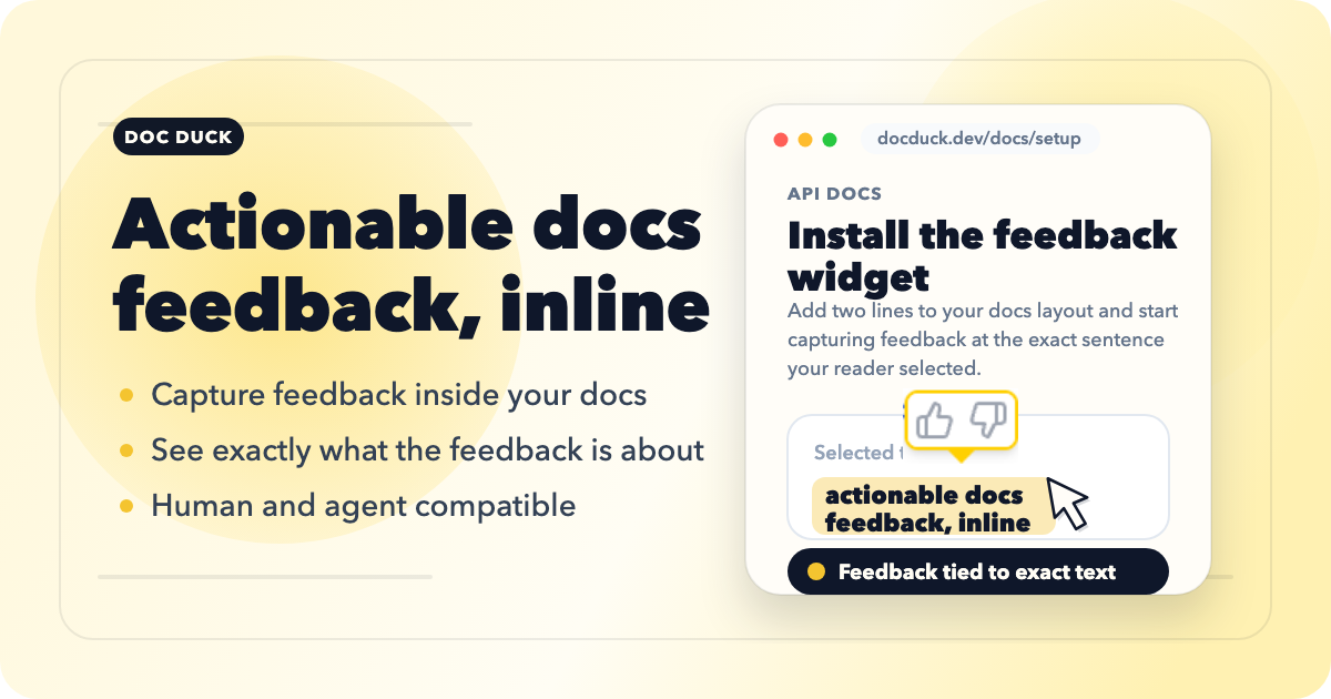 Actionable feedback in your docs | Doc Duck